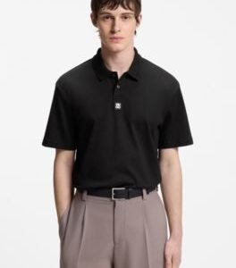 Hugo Boss Stacked-logo polo shirt in interlock cotton