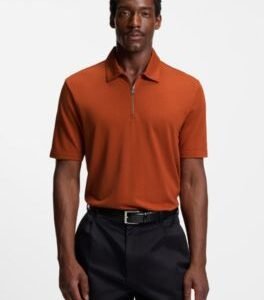 Hugo Boss Piqué polo shirt with zip neck