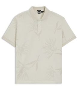 Hugo Boss Mercerised-cotton polo shirt with floral jacquard