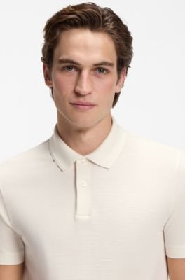 Hugo Boss Cotton-blend polo shirt with bubble-structured jacquard - Image 2