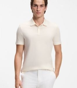 Hugo Boss Cotton-blend polo shirt with bubble-structured jacquard