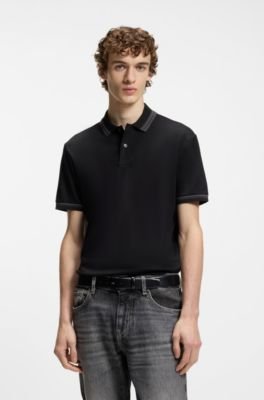 Hugo Boss Contrast-tipping slim-fit polo shirt in mercerised cotton