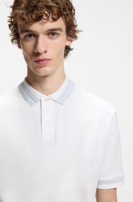Hugo Boss Contrast-tipping slim-fit polo shirt in mercerised cotton - Image 7