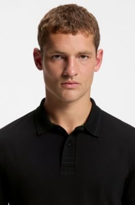 Hugo Boss Centred-logo slim-fit polo shirt in cotton piqué - Image 2