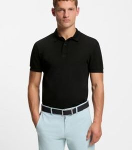 Hugo Boss Centred-logo slim-fit polo shirt in cotton piqué
