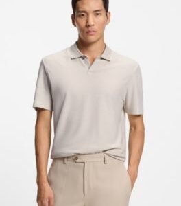 Hugo Boss Cotton-silk polo shirt with three-tone structure