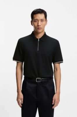 Hugo Boss Cotton-piqué polo shirt with zip neck