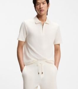 Hugo Boss Cotton-silk polo shirt with zip neck