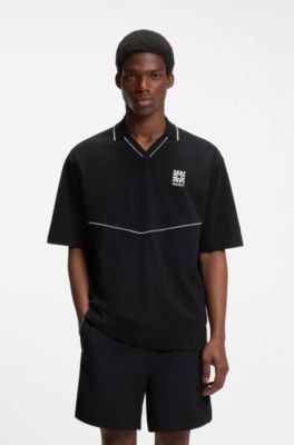 Hugo Boss Embroidered-logo polo shirt with Johnny collar