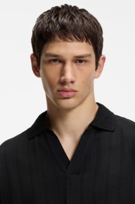 Hugo Boss Jacquard-stripe polo shirt with Johnny collar - Image 2