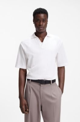 Hugo Boss Jacquard-stripe polo shirt with Johnny collar - Image 6