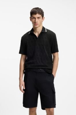 Hugo Boss Stripe-collar polo shirt in cotton jacquard