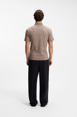 Hugo Boss Stripe-collar polo shirt in cotton jacquard - Image 9