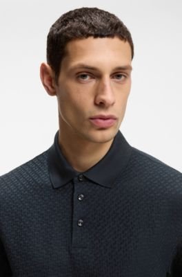 Hugo Boss Monogram-jacquard polo shirt in cotton - Image 12