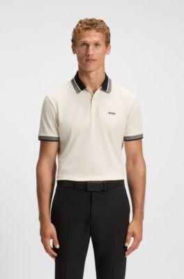 Hugo Boss Stripe-collar polo shirt in cotton piqué