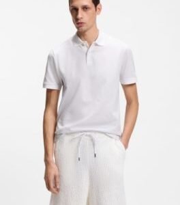Hugo Boss Jacquard-pattern polo shirt in cotton