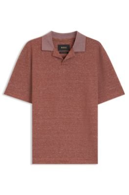 Hugo Boss Johnny-collar polo shirt in cotton, linen and silk - Image 5