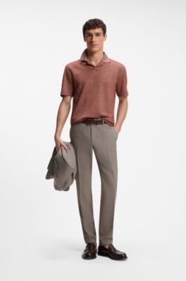 Hugo Boss Johnny-collar polo shirt in cotton, linen and silk - Image 3
