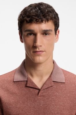 Hugo Boss Johnny-collar polo shirt in cotton, linen and silk - Image 2