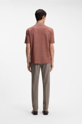Hugo Boss Johnny-collar polo shirt in cotton, linen and silk - Image 4