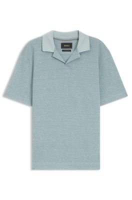 Hugo Boss Johnny-collar polo shirt in cotton, linen and silk - Image 10