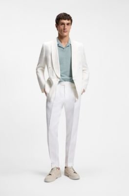 Hugo Boss Johnny-collar polo shirt in cotton, linen and silk - Image 8