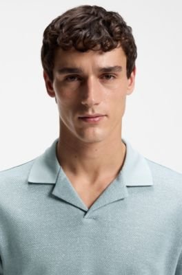 Hugo Boss Johnny-collar polo shirt in cotton, linen and silk - Image 7