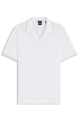 Hugo Boss Johnny-collar polo shirt in cotton and linen - Image 5