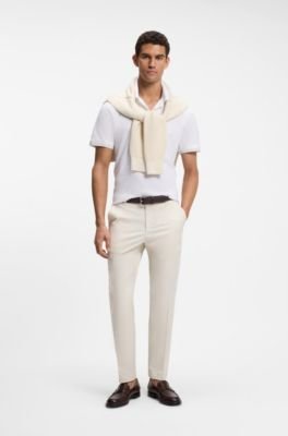 Hugo Boss Johnny-collar polo shirt in cotton and linen - Image 3
