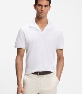 Hugo Boss Johnny-collar polo shirt in cotton and linen