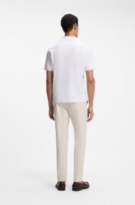 Hugo Boss Johnny-collar polo shirt in cotton and linen - Image 4