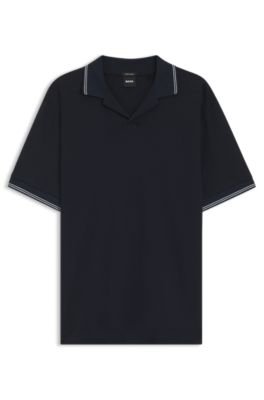 Hugo Boss Johnny-collar polo shirt in cotton and linen - Image 10