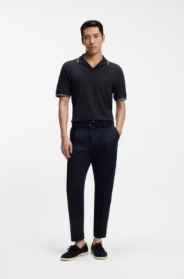 Hugo Boss Johnny-collar polo shirt in cotton and linen - Image 8
