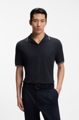 Hugo Boss Johnny-collar polo shirt in cotton and linen - Image 6