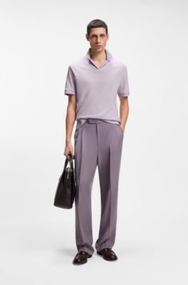 Hugo Boss Johnny-collar polo shirt in cotton and linen - Image 18