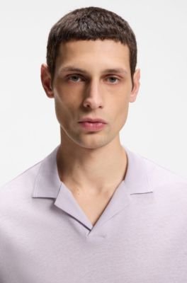 Hugo Boss Johnny-collar polo shirt in cotton and linen - Image 17