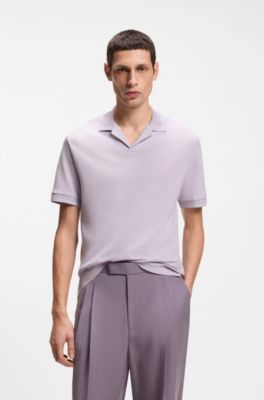 Hugo Boss Johnny-collar polo shirt in cotton and linen - Image 16