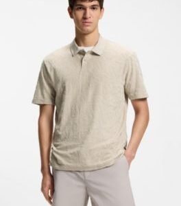 Hugo Boss Floral-jacquard polo shirt in a cotton blend