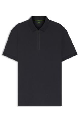 Hugo Boss Framed-zip polo shirt in waffle jacquard - Image 5