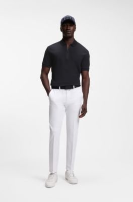 Hugo Boss Framed-zip polo shirt in waffle jacquard - Image 3