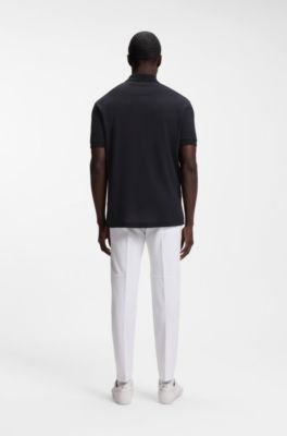 Hugo Boss Framed-zip polo shirt in waffle jacquard - Image 4