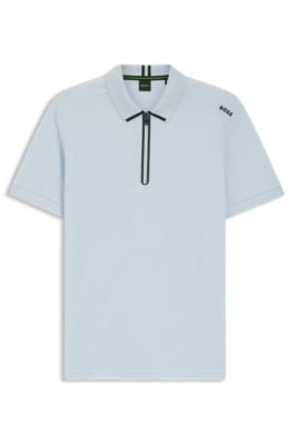 Hugo Boss Framed-zip polo shirt in waffle jacquard - Image 10