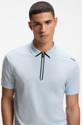 Hugo Boss Framed-zip polo shirt in waffle jacquard - Image 7