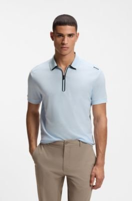 Hugo Boss Framed-zip polo shirt in waffle jacquard - Image 6