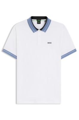 Hugo Boss Stripe-trim polo shirt in stretch cotton - Image 5