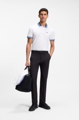 Hugo Boss Stripe-trim polo shirt in stretch cotton - Image 3