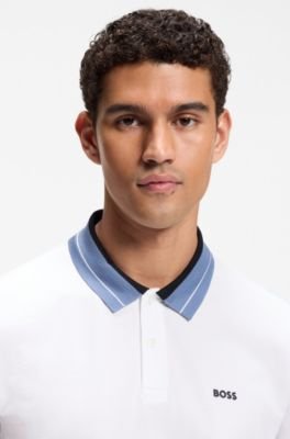 Hugo Boss Stripe-trim polo shirt in stretch cotton - Image 2