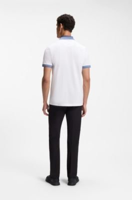 Hugo Boss Stripe-trim polo shirt in stretch cotton - Image 4
