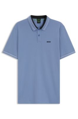 Hugo Boss Stripe-trim polo shirt in stretch cotton - Image 10