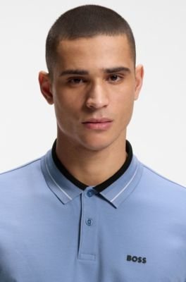 Hugo Boss Stripe-trim polo shirt in stretch cotton - Image 7